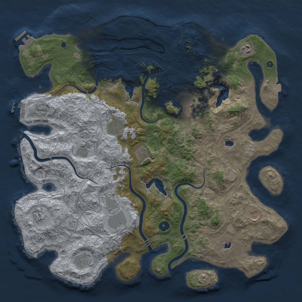 Rust Map: Procedural Map, Size: 4500, Seed: 1075143893, 16 Monuments