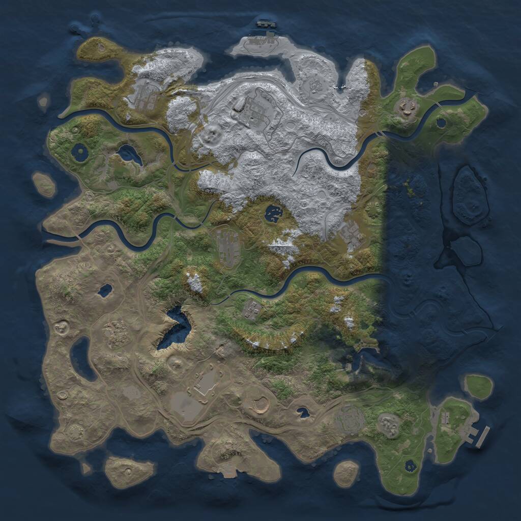 Rust Map: Procedural Map, Size: 4500, Seed: 970340625, 17 Monuments