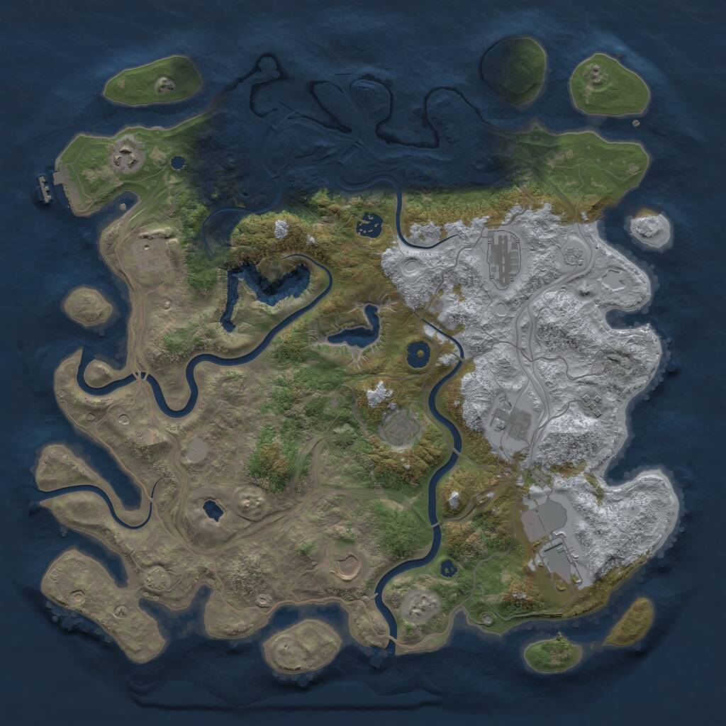 Rust Map: Procedural Map, Size: 4250, Seed: 350654078, 14 Monuments