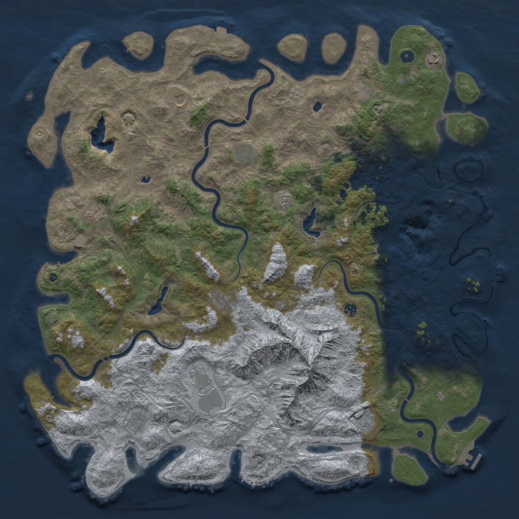 Rust Map: Procedural Map, Size: 6000, Seed: 51629, 17 Monuments