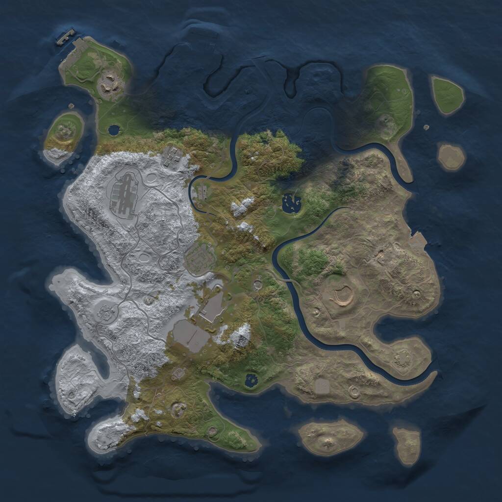 Rust Map: Procedural Map, Size: 3700, Seed: 839972759, 13 Monuments