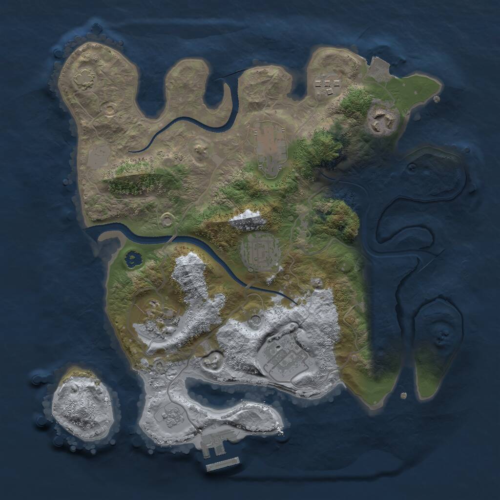 Rust Map: Procedural Map, Size: 3000, Seed: 32463, 11 Monuments