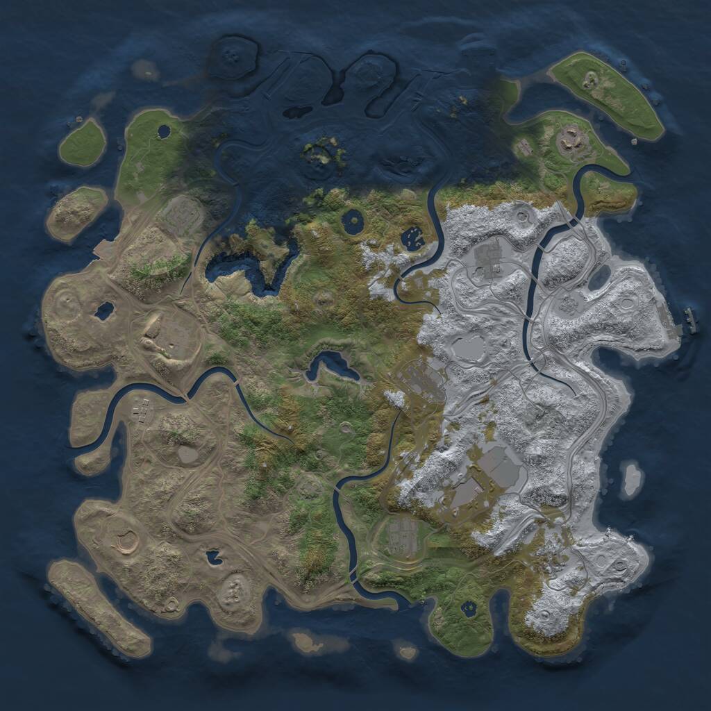 Rust Map: Procedural Map, Size: 4500, Seed: 938619015, 17 Monuments