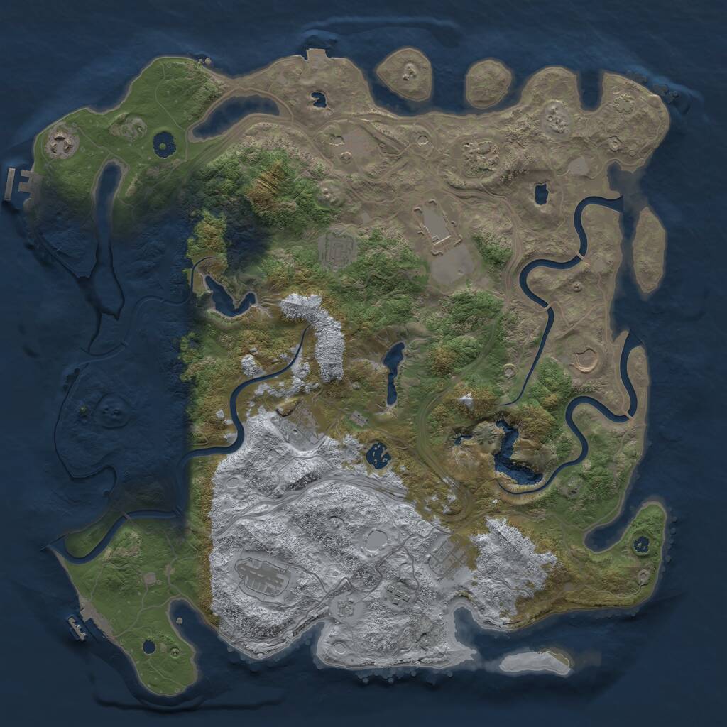 Rust Map: Procedural Map, Size: 4500, Seed: 99869841, 17 Monuments