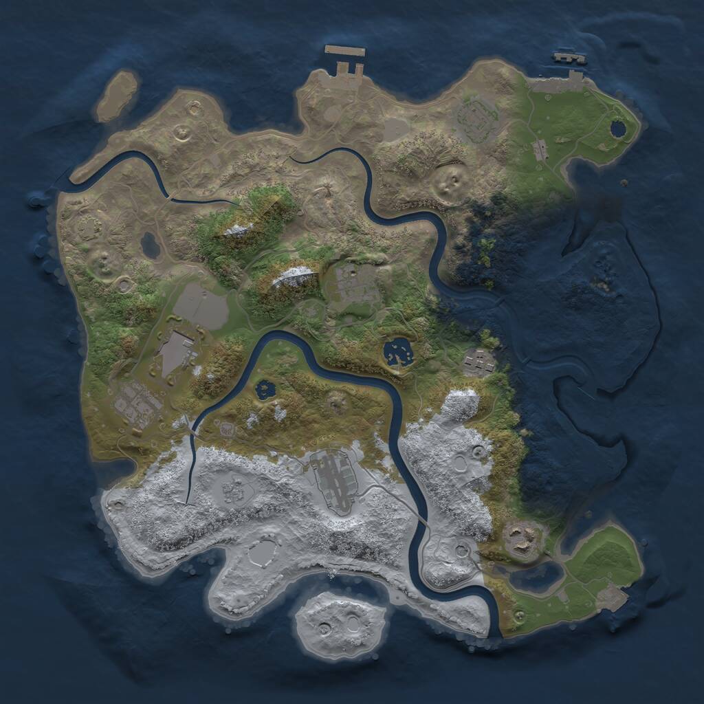 Rust Map: Procedural Map, Size: 3545, Seed: 177845, 14 Monuments