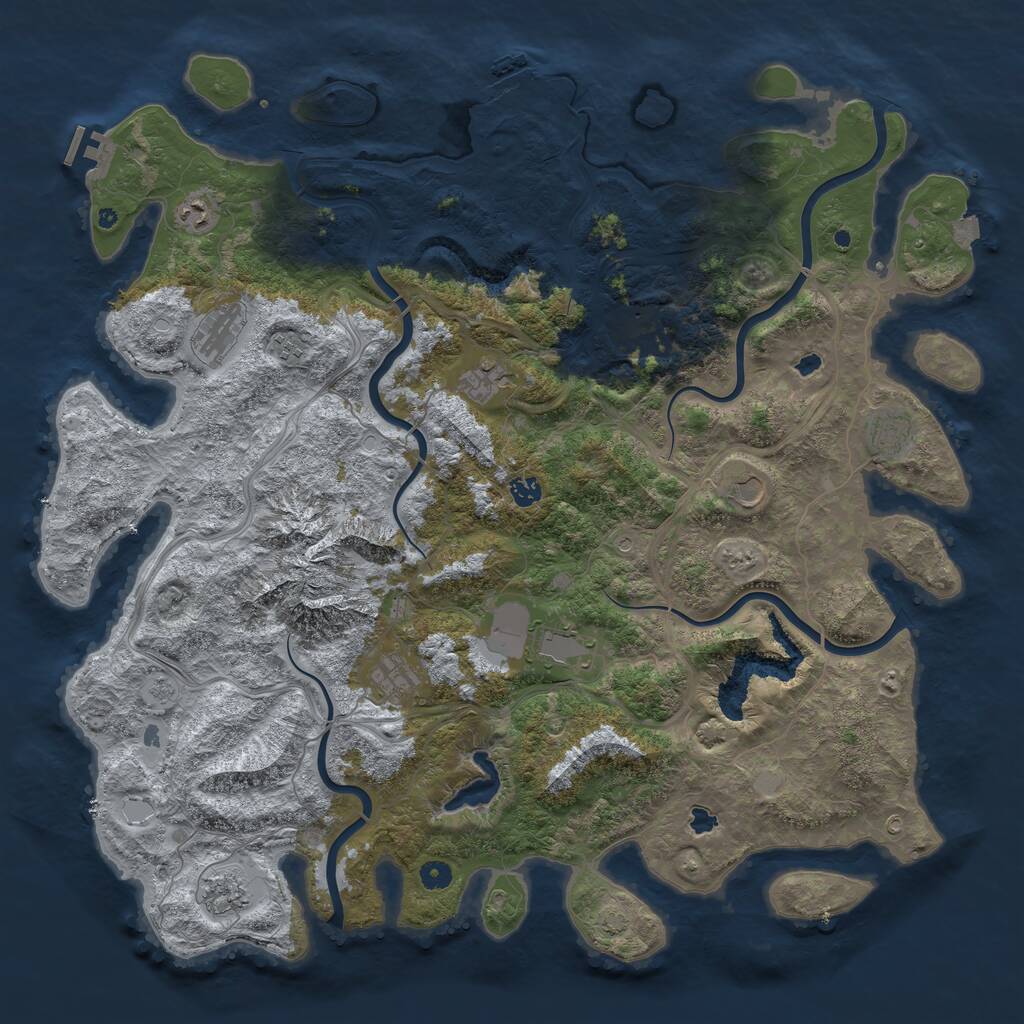 Rust Map: Procedural Map, Size: 5000, Seed: 36541, 17 Monuments