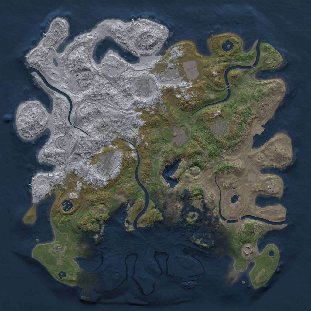 Rust Map: Procedural Map, Size: 4250, Seed: 1832947434, 16 Monuments