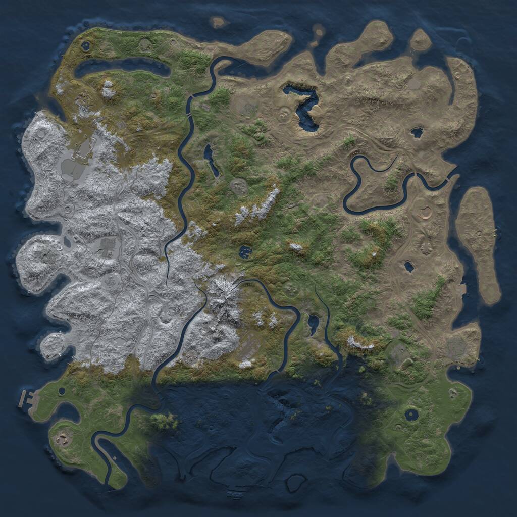 Rust Map: Procedural Map, Size: 6000, Seed: 348648978, 17 Monuments