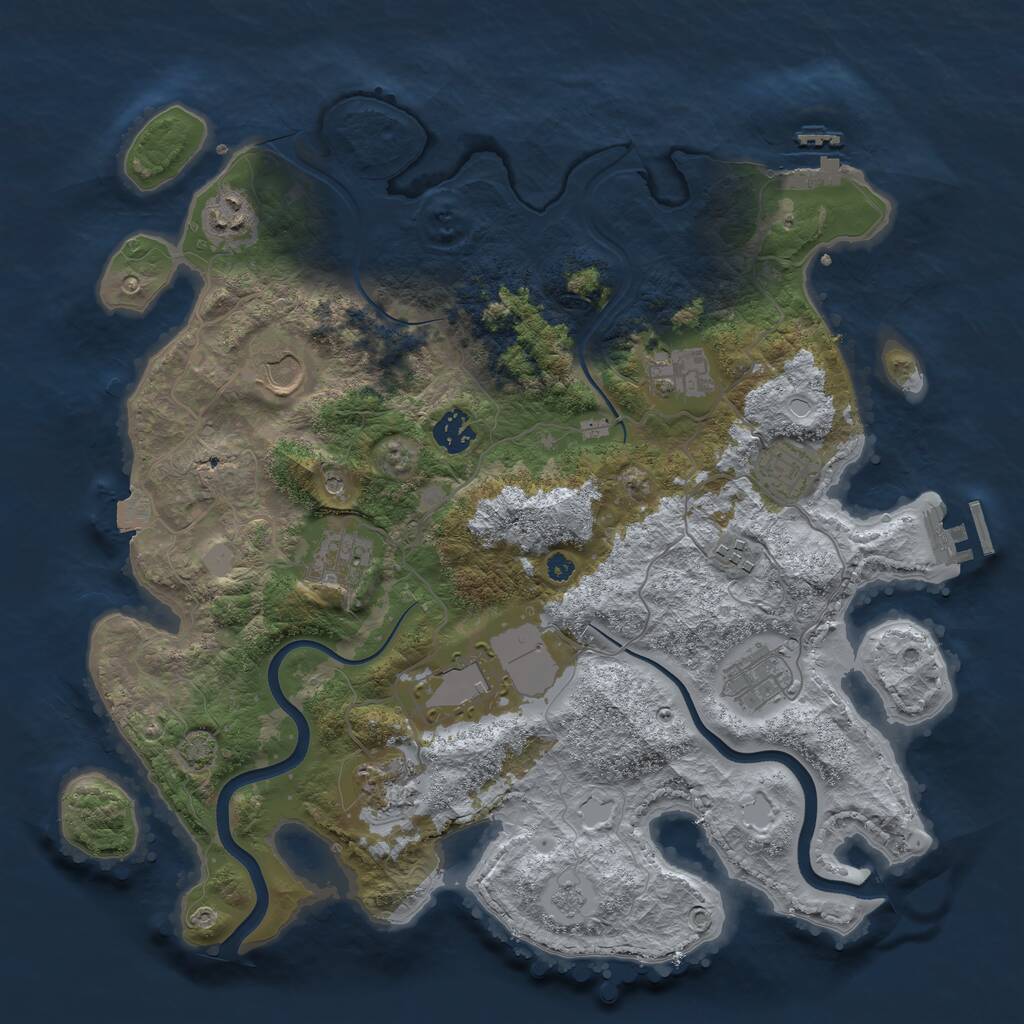 Rust Map: Procedural Map, Size: 3750, Seed: 2397137, 16 Monuments
