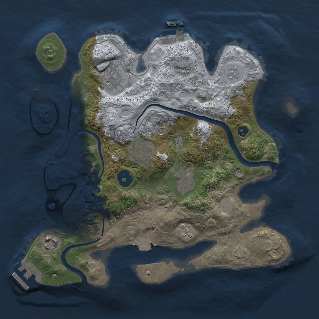 Rust Map: Procedural Map, Size: 3000, Seed: 1256167016, 11 Monuments