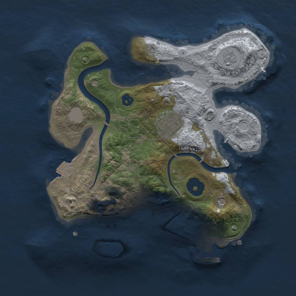 Rust Map: Procedural Map, Size: 2500, Seed: 38916, 5 Monuments