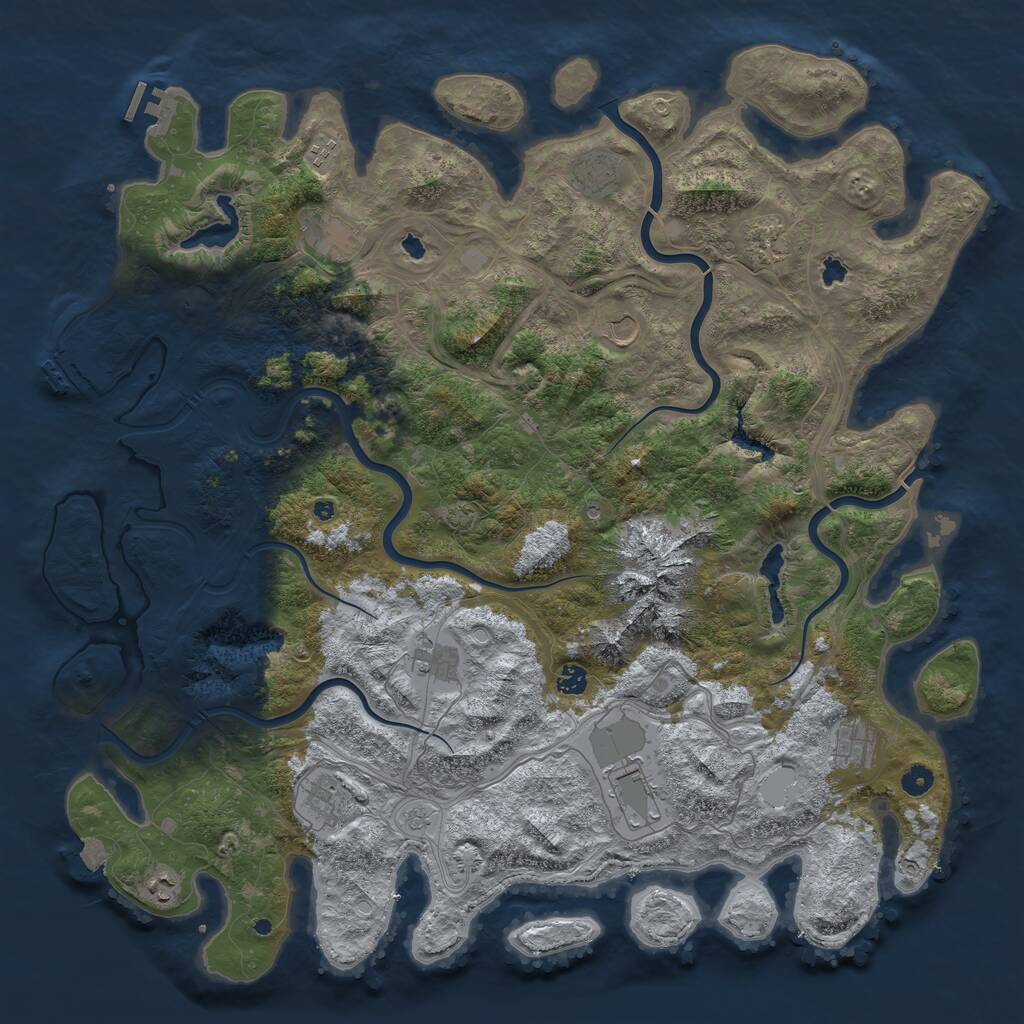Rust Map: Procedural Map, Size: 5000, Seed: 613728760, 17 Monuments