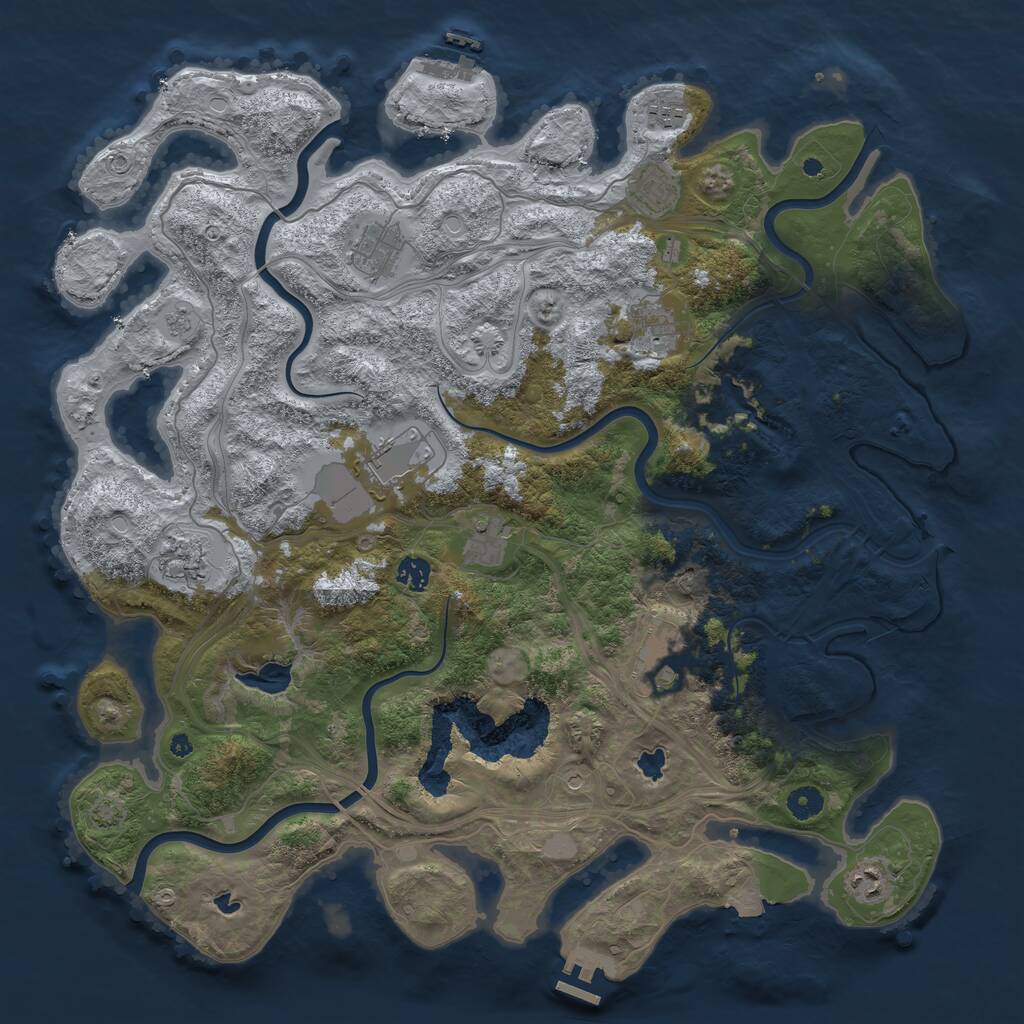 Rust Map: Procedural Map, Size: 4500, Seed: 465687954, 16 Monuments