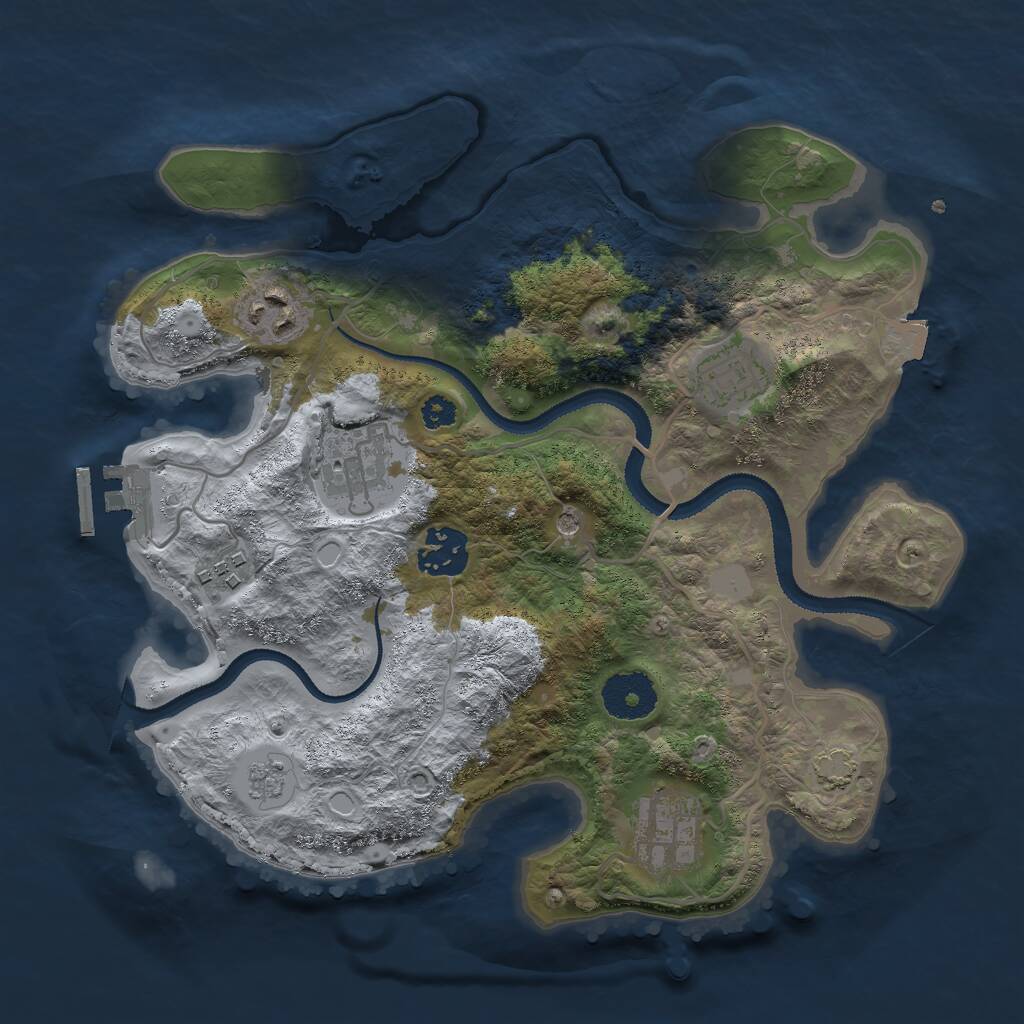 Rust Map: Procedural Map, Size: 3000, Seed: 259437400, 11 Monuments