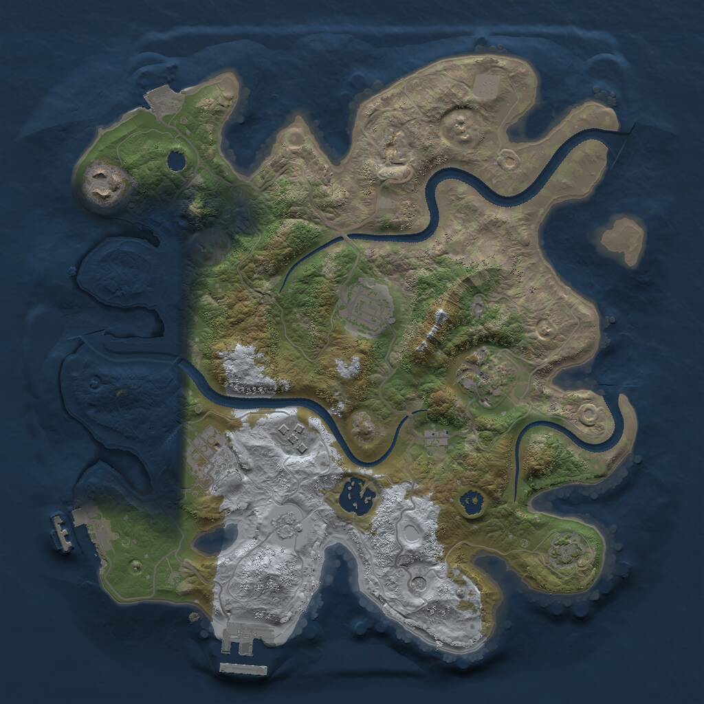 Rust Map: Procedural Map, Size: 3000, Seed: 809825810, 12 Monuments
