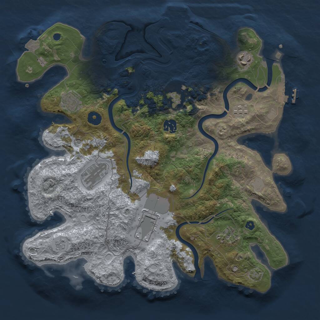 Rust Map: Procedural Map, Size: 3500, Seed: 204386219, 14 Monuments