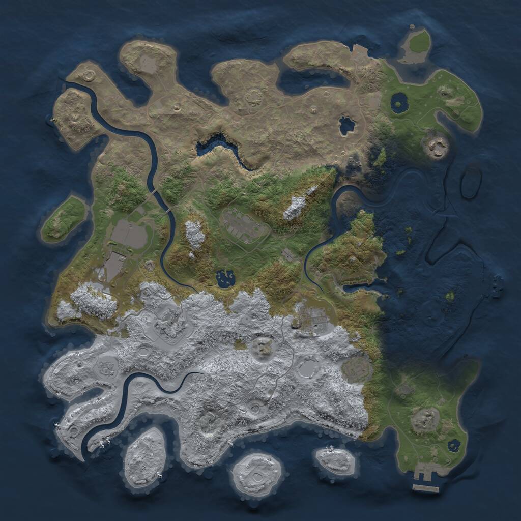 Rust Map: Procedural Map, Size: 4000, Seed: 892551468, 14 Monuments