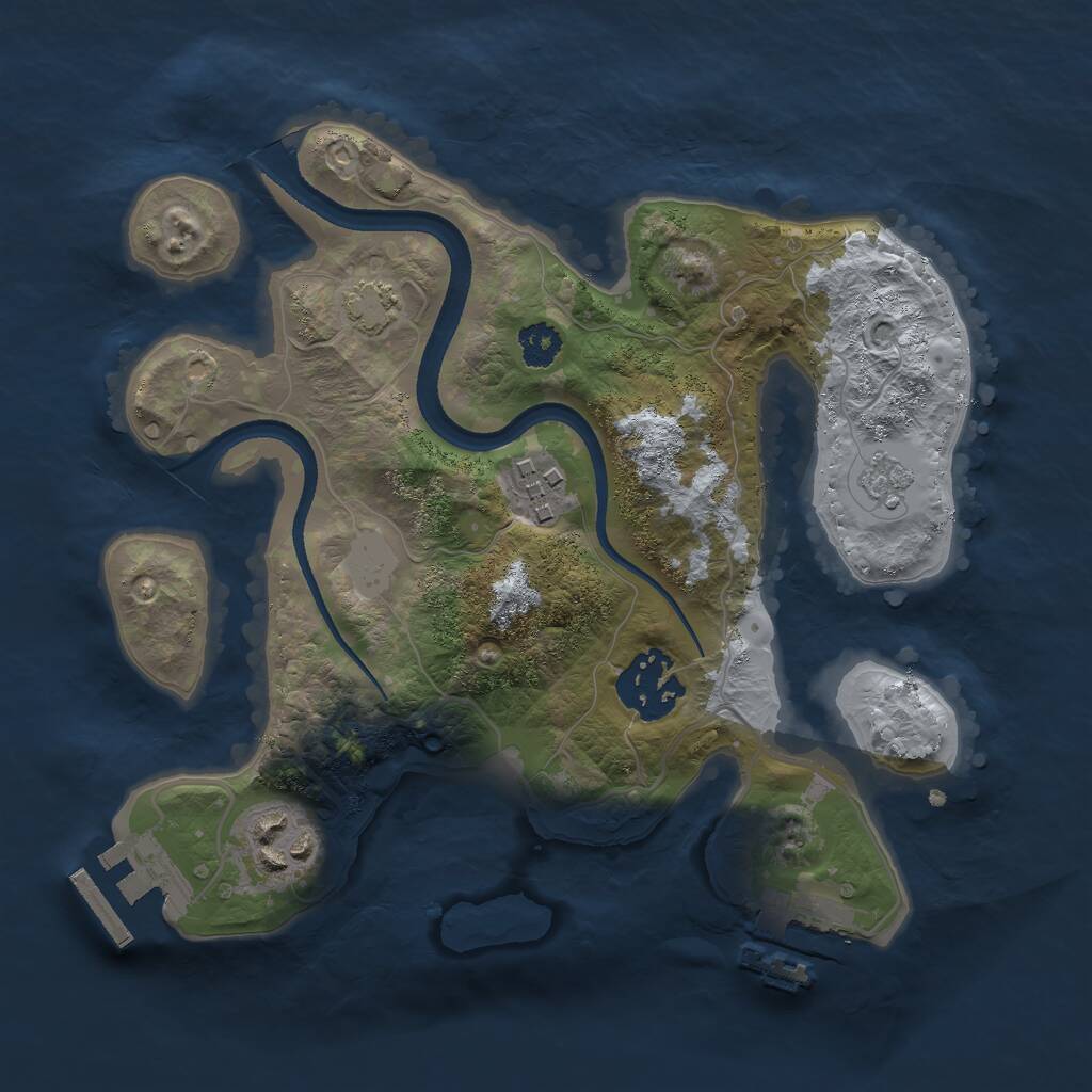Rust Map: Procedural Map, Size: 2500, Seed: 2432317, 8 Monuments