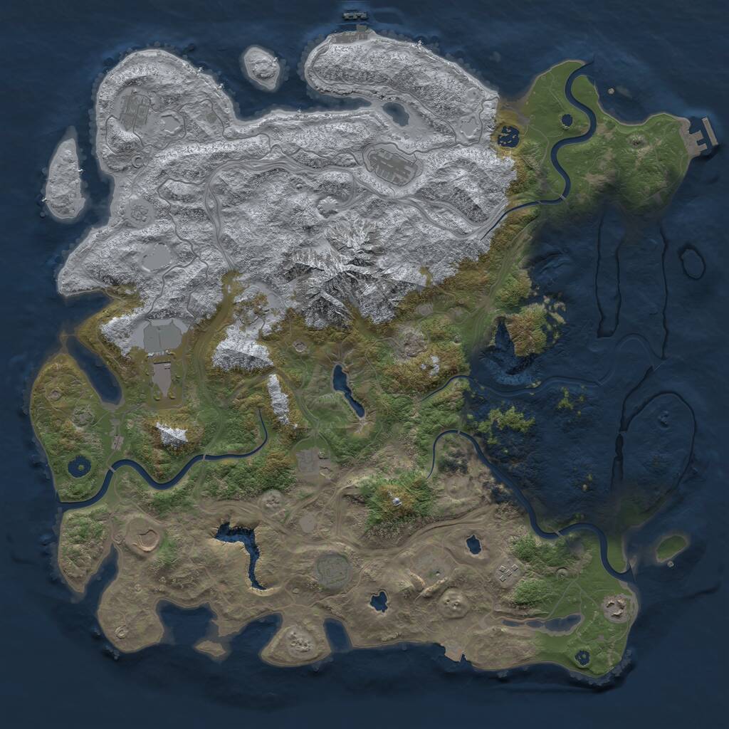Rust Map: Procedural Map, Size: 5000, Seed: 1757289728, 17 Monuments