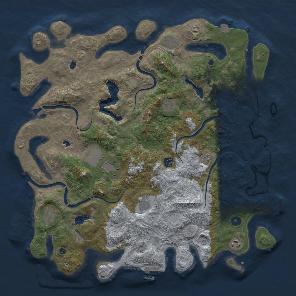 Rust Map: Procedural Map, Size: 4500, Seed: 1891513130, 14 Monuments