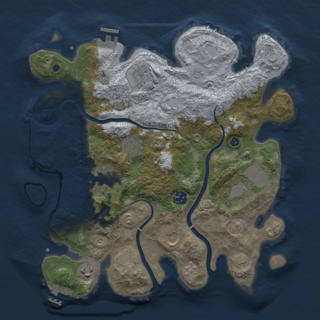 Rust Map: Procedural Map, Size: 3500, Seed: 767550589, 14 Monuments
