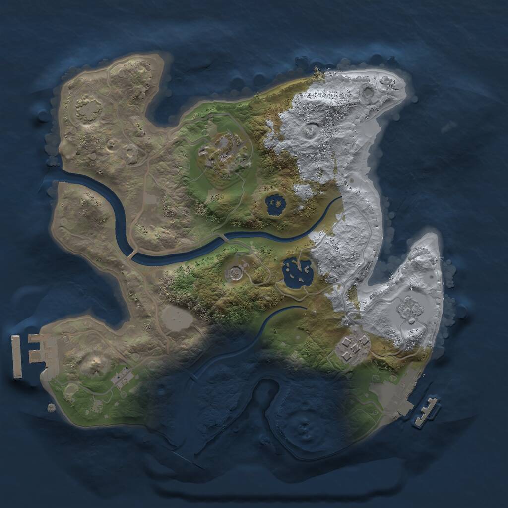 Rust Map: Procedural Map, Size: 2400, Seed: 551767395, 9 Monuments