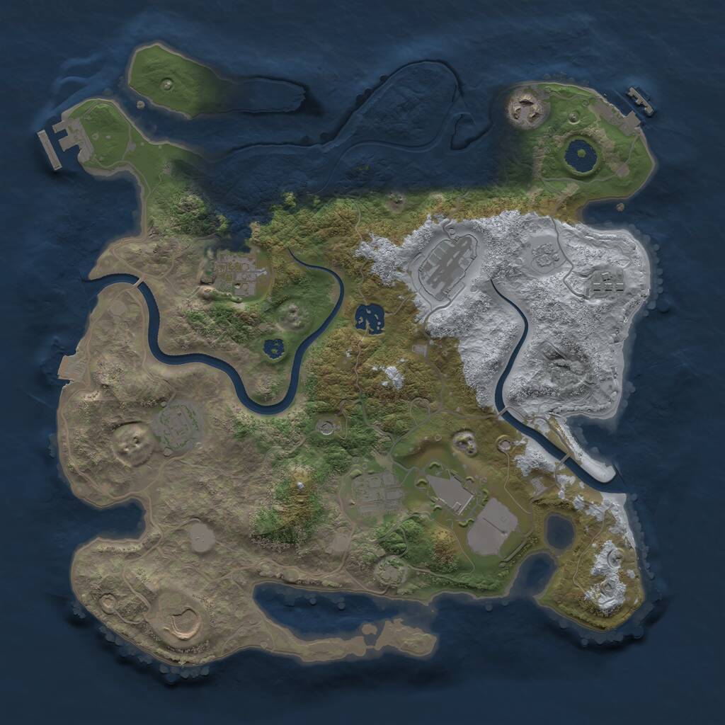Rust Map: Procedural Map, Size: 3500, Seed: 1560495442, 15 Monuments