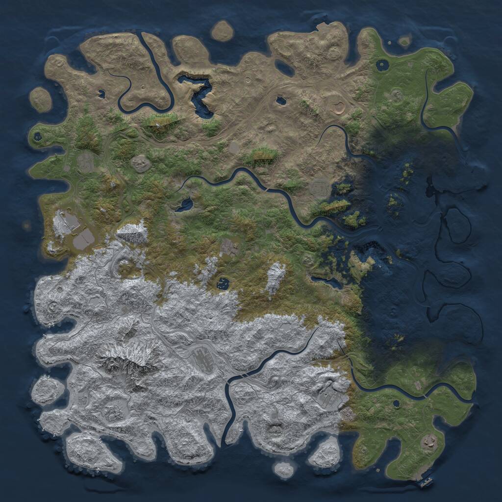 Rust Map: Procedural Map, Size: 6000, Seed: 531321111, 17 Monuments