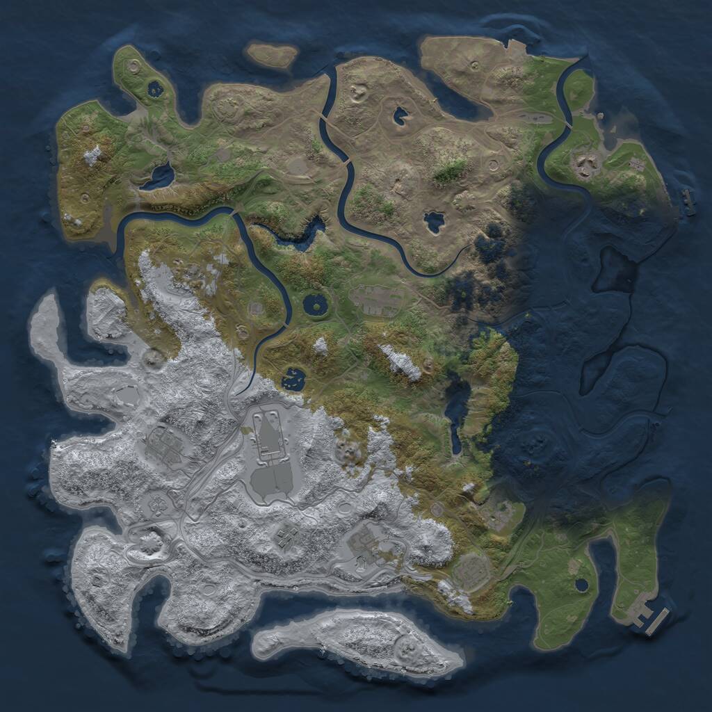 Rust Map: Procedural Map, Size: 4500, Seed: 515096454, 16 Monuments