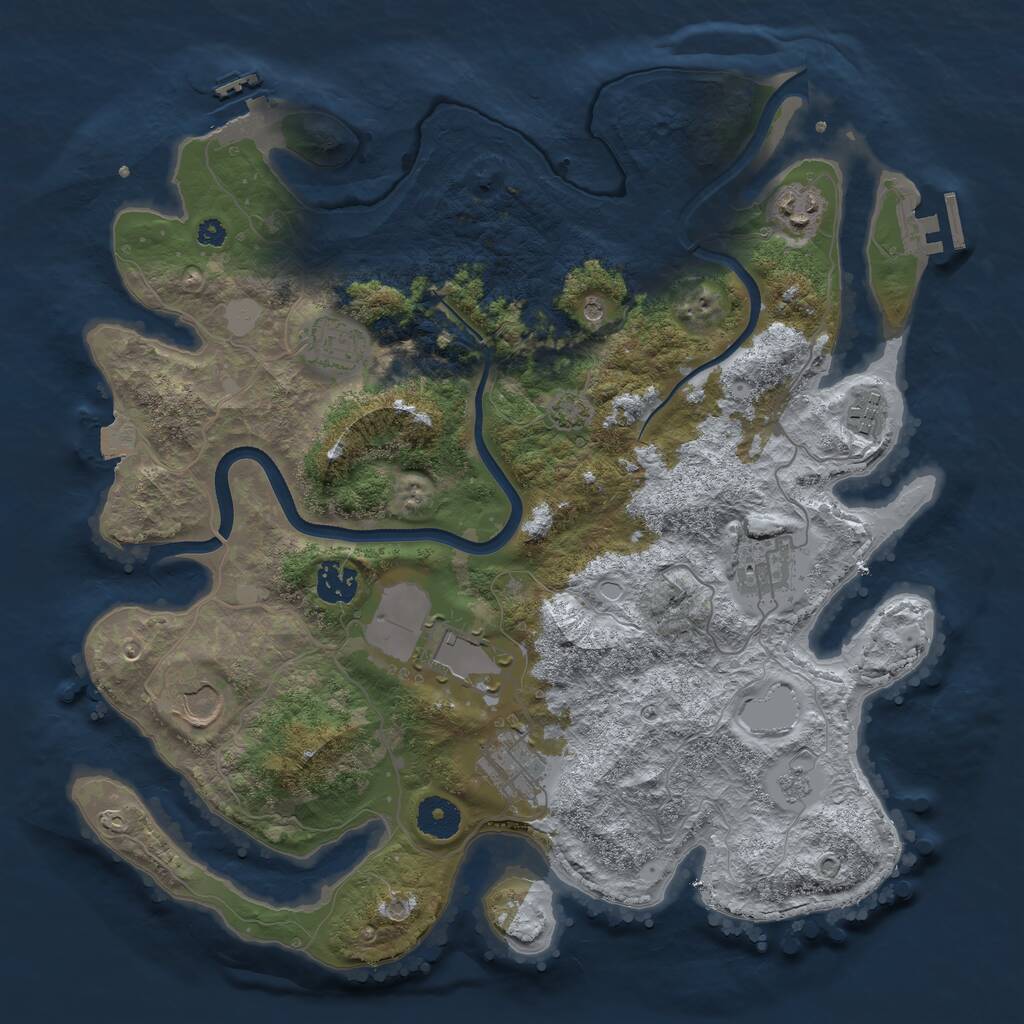 Rust Map: Procedural Map, Size: 3625, Seed: 457211995, 14 Monuments
