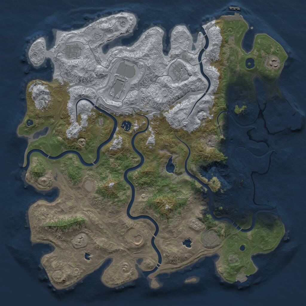 Rust Map: Procedural Map, Size: 4500, Seed: 2096881632, 15 Monuments