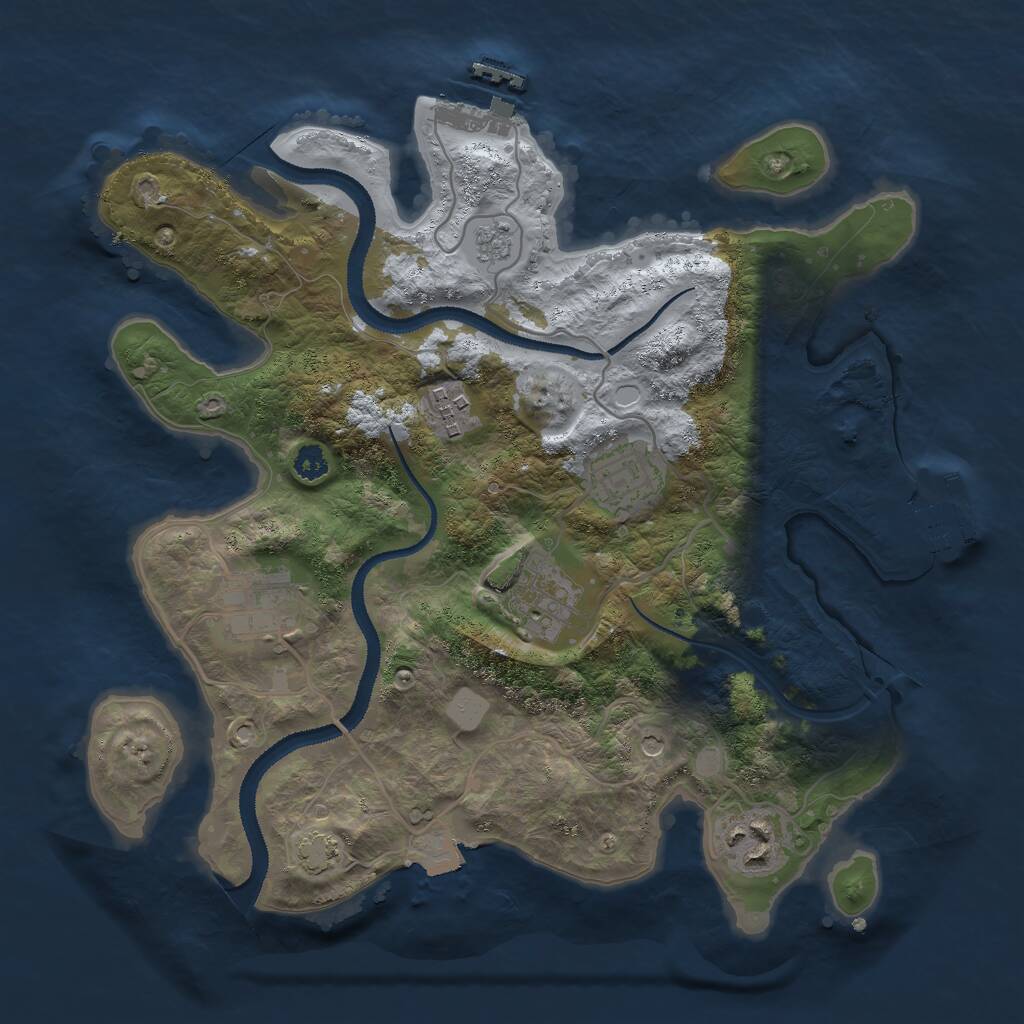 Rust Map: Procedural Map, Size: 3000, Seed: 676844138, 11 Monuments