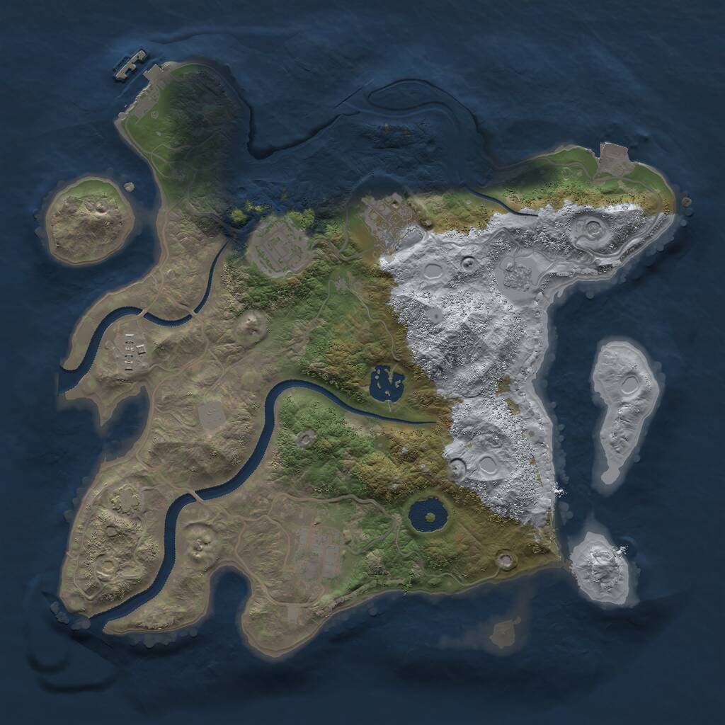 Rust Map: Procedural Map, Size: 3000, Seed: 13122, 10 Monuments