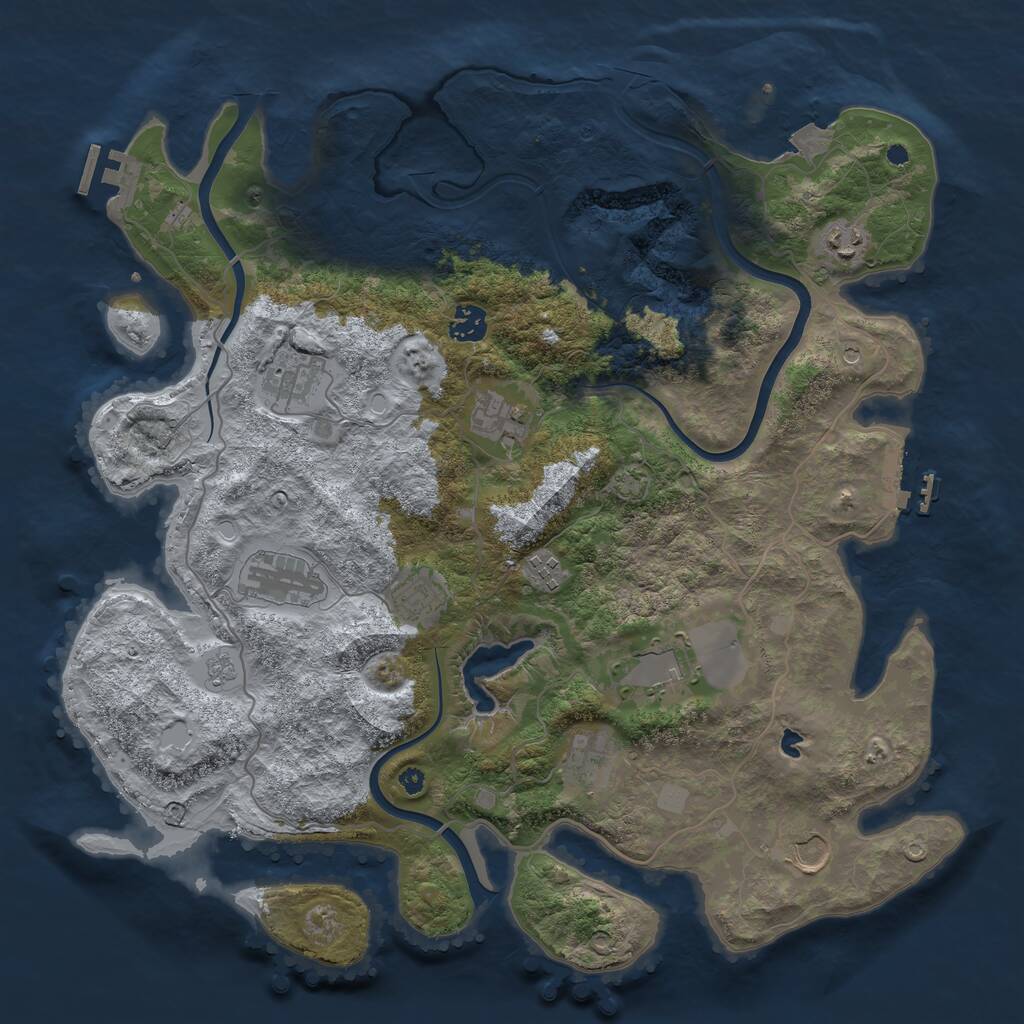 Rust Map: Procedural Map, Size: 4000, Seed: 169737617, 16 Monuments