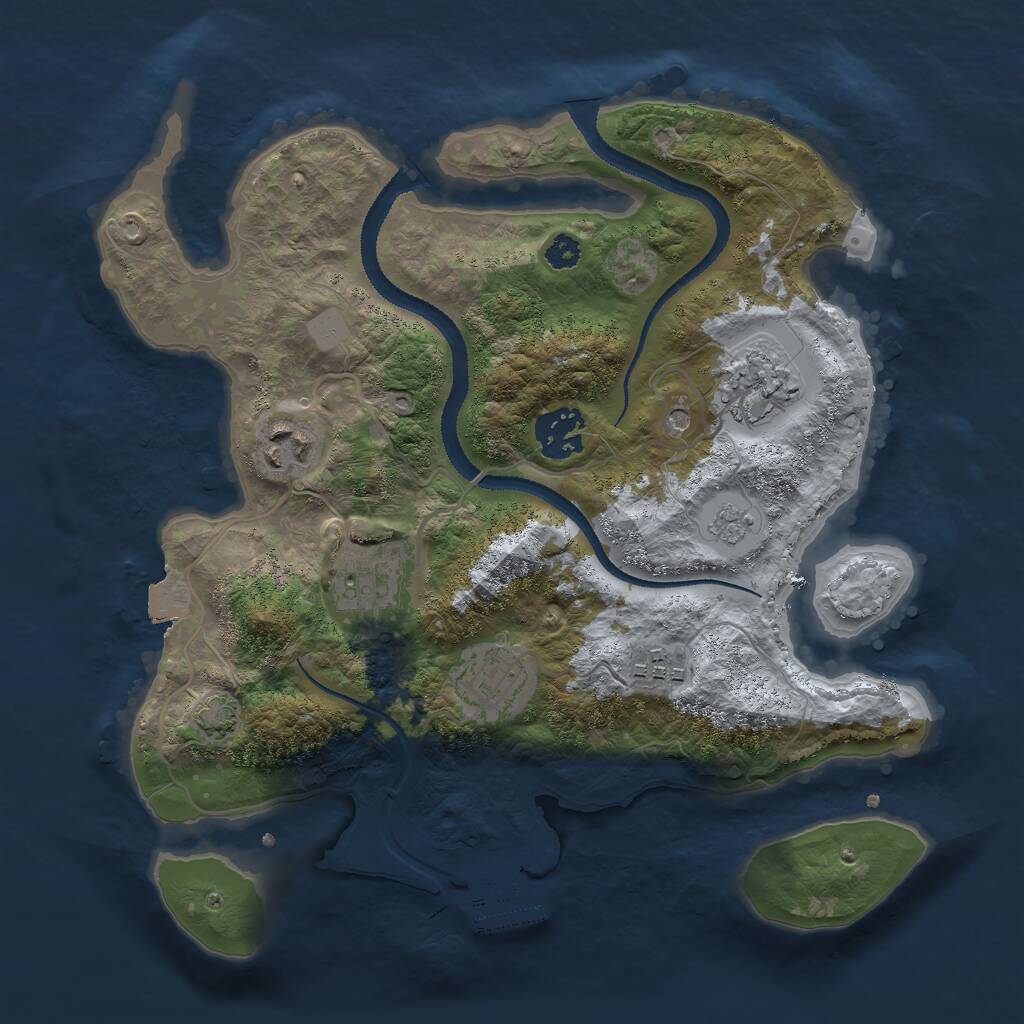 Rust Map: Procedural Map, Size: 3000, Seed: 394068072, 11 Monuments