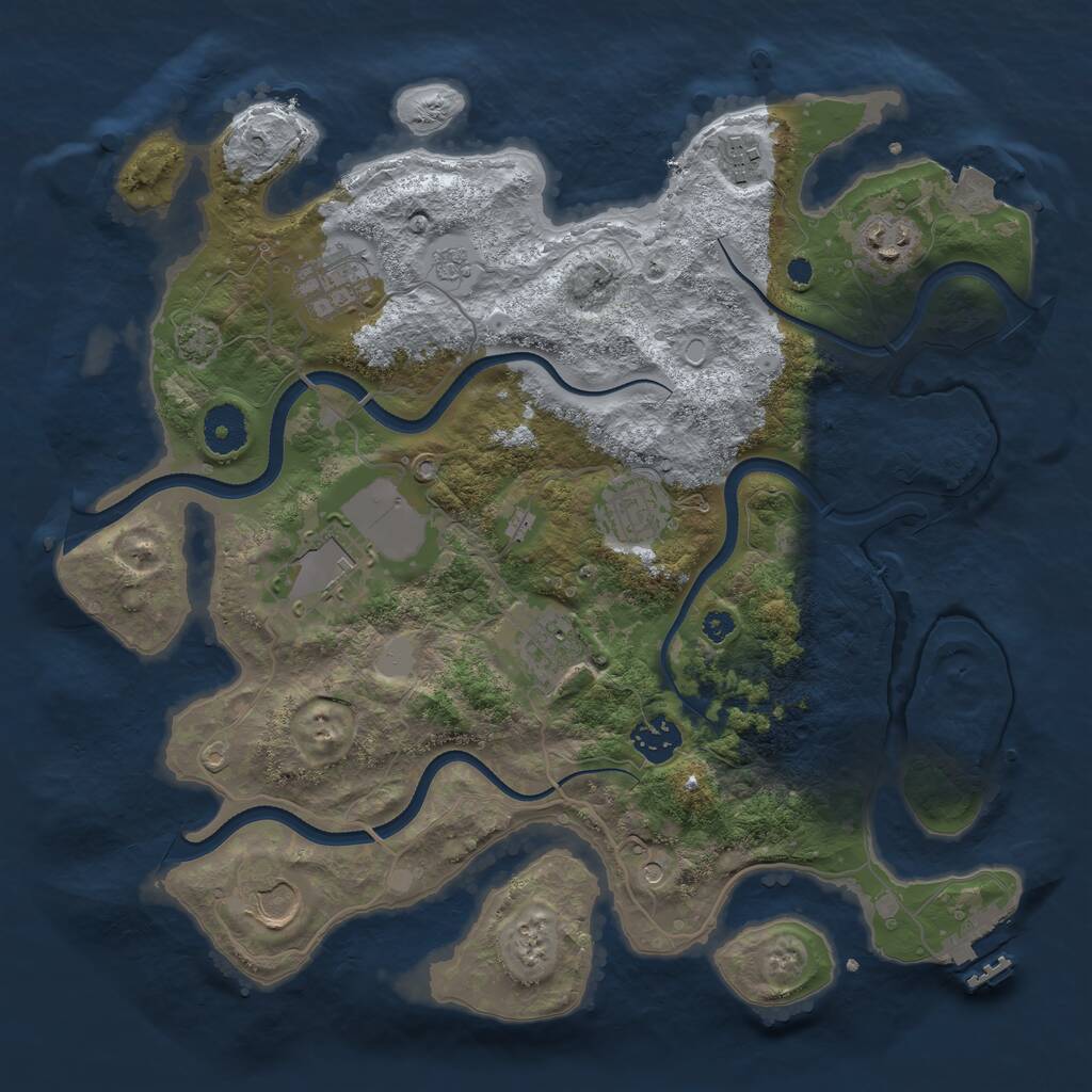 Rust Map: Procedural Map, Size: 3500, Seed: 481257890, 13 Monuments