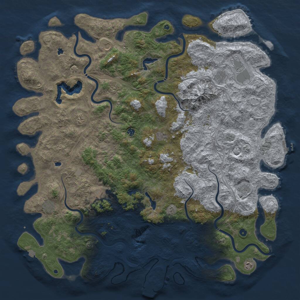 Rust Map: Procedural Map, Size: 6000, Seed: 6230196, 17 Monuments