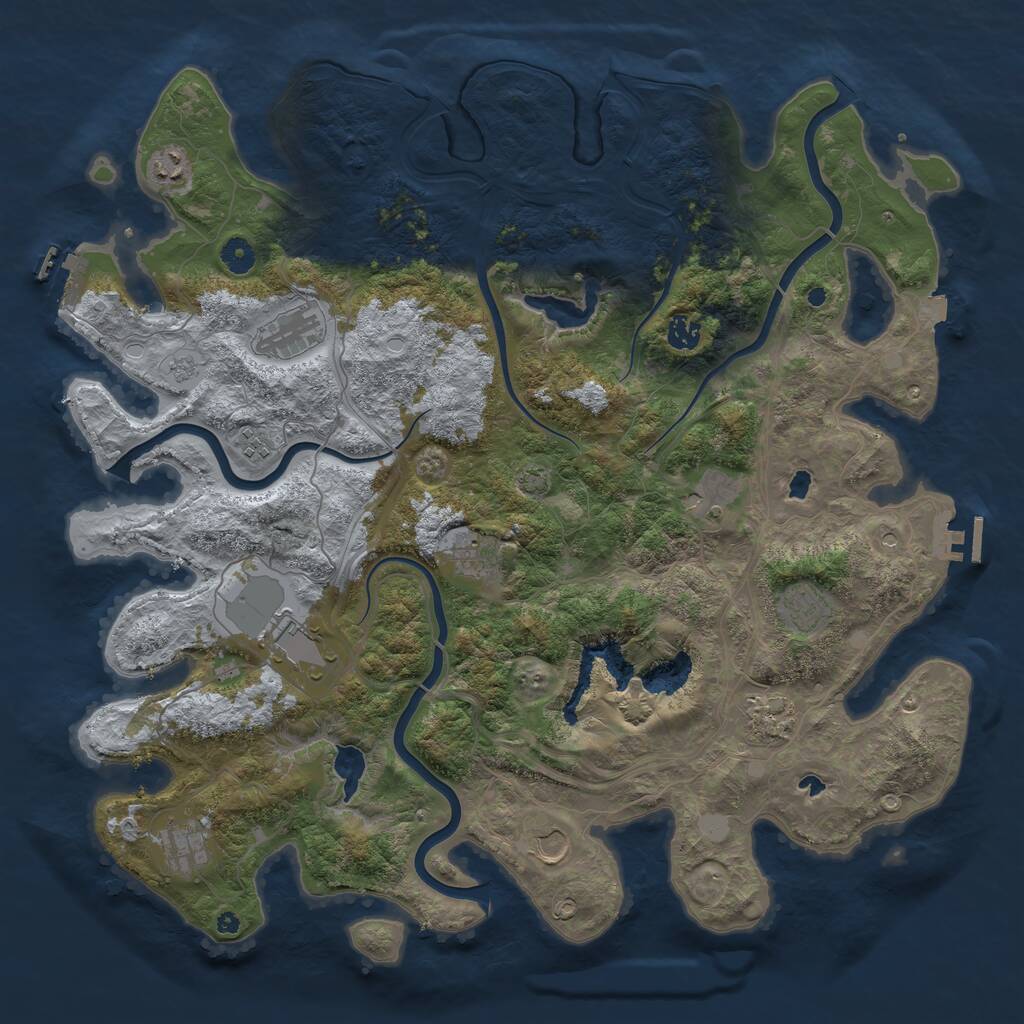 Rust Map: Procedural Map, Size: 4500, Seed: 355599785, 17 Monuments