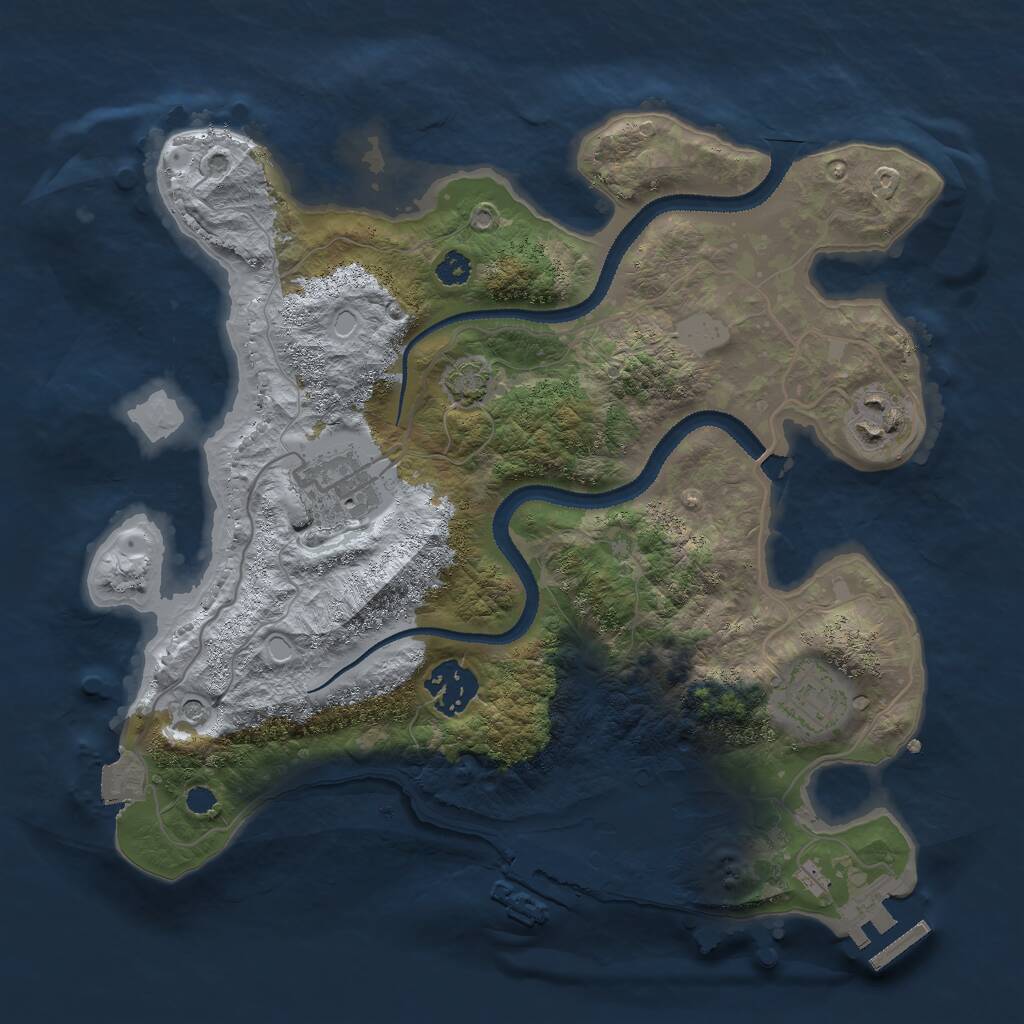 Rust Map: Procedural Map, Size: 3000, Seed: 36829, 9 Monuments