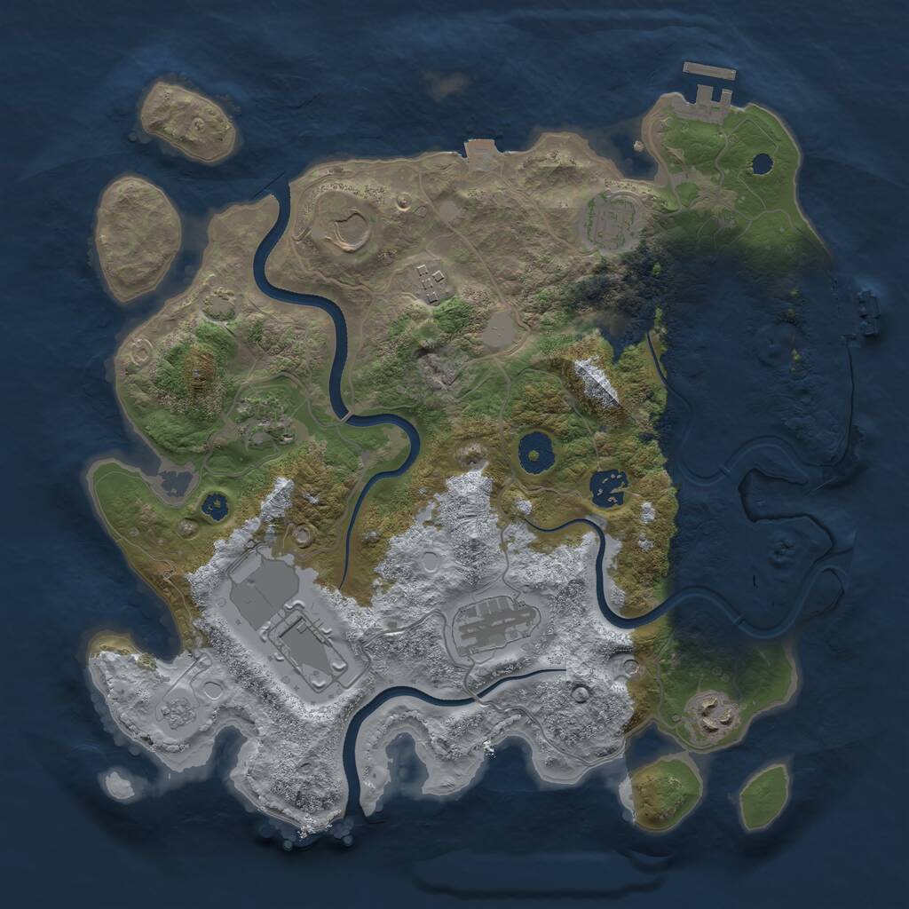 Rust Map: Procedural Map, Size: 3500, Seed: 2131610878, 14 Monuments