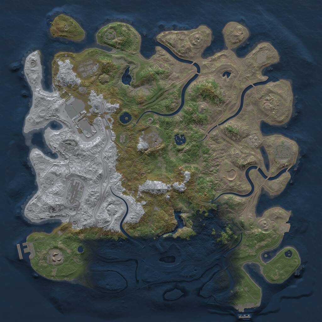 Rust Map: Procedural Map, Size: 4250, Seed: 54545, 16 Monuments