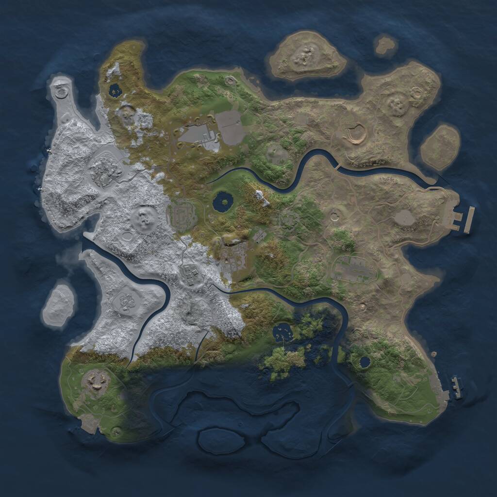 Rust Map: Procedural Map, Size: 3700, Seed: 1794537498, 15 Monuments