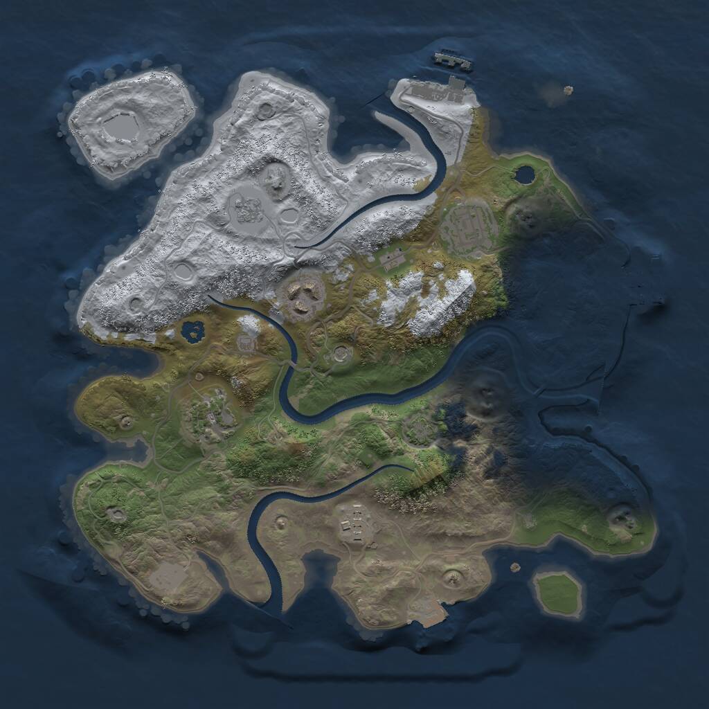 Rust Map: Procedural Map, Size: 3000, Seed: 1679, 10 Monuments
