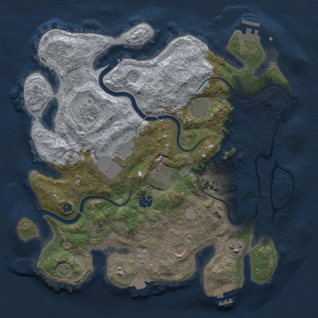 Rust Map: Procedural Map, Size: 3500, Seed: 71973442, 14 Monuments