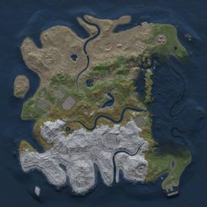 Thumbnail Rust Map: Procedural Map, Size: 4000, Seed: 8345753, 16 Monuments