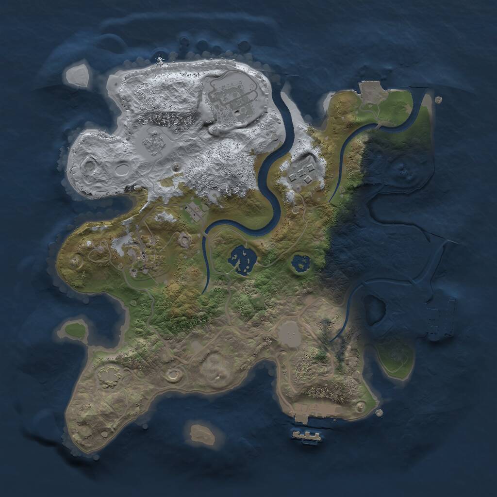 Rust Map: Procedural Map, Size: 2700, Seed: 1070460624, 9 Monuments