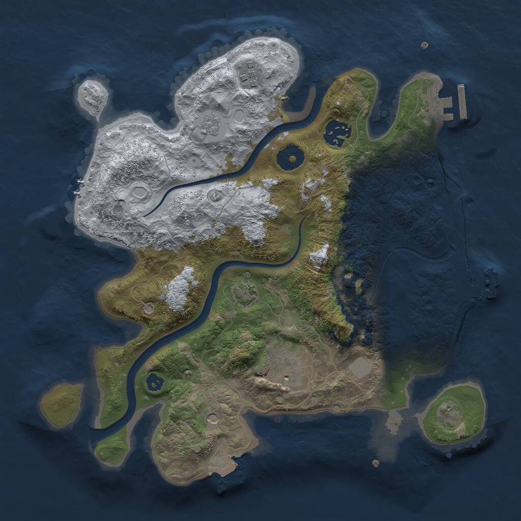 Rust Map: Procedural Map, Size: 3000, Seed: 63939, 9 Monuments
