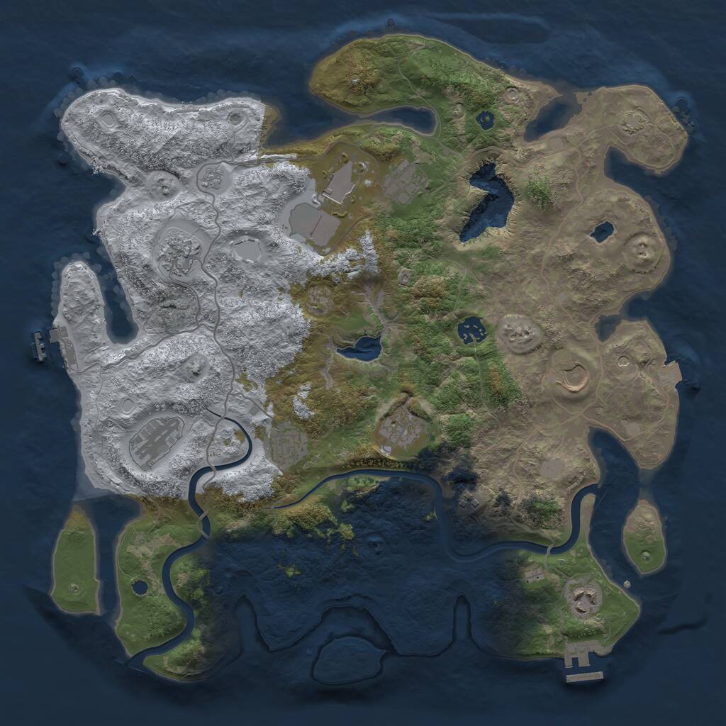 Rust Map: Procedural Map, Size: 4000, Seed: 54545454, 16 Monuments