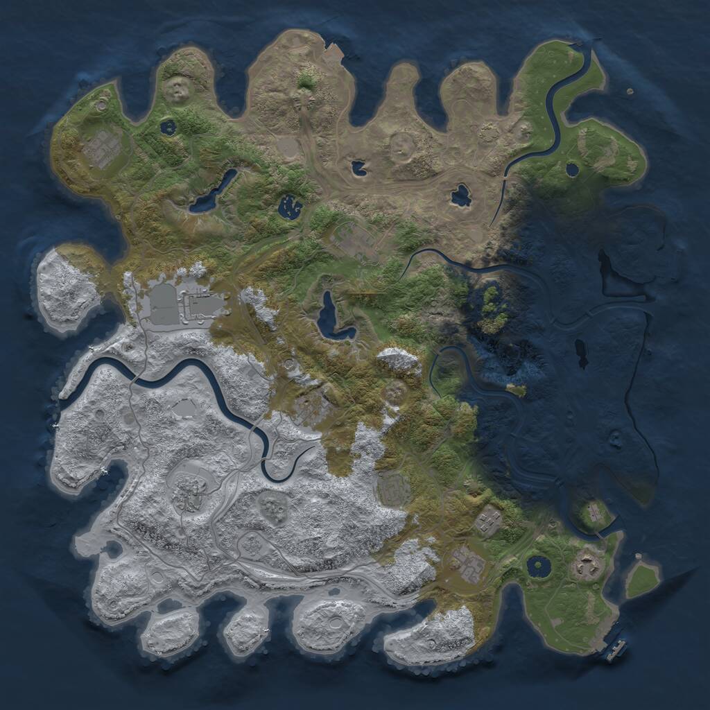Rust Map: Procedural Map, Size: 4500, Seed: 960536636, 16 Monuments