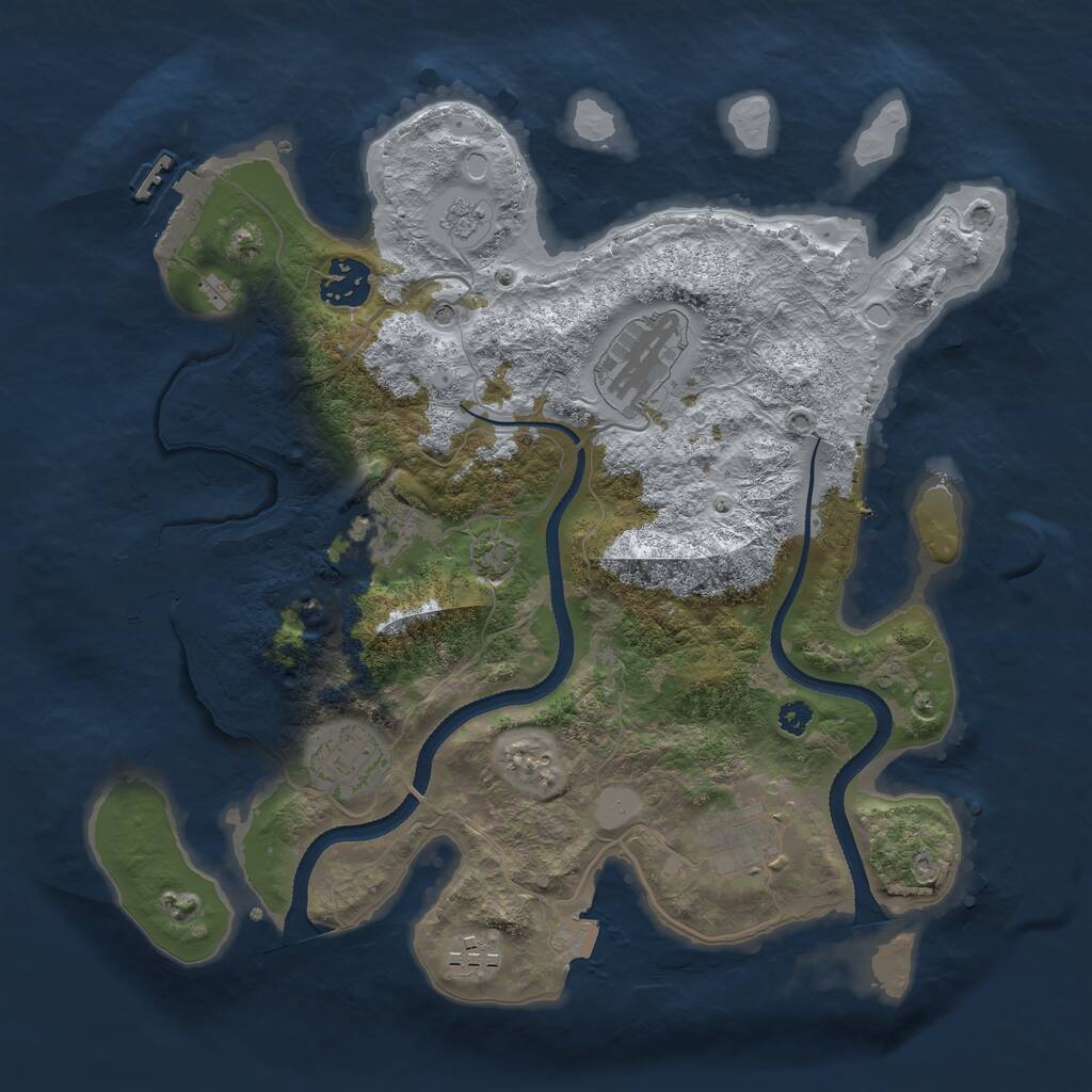 Rust Map: Procedural Map, Size: 3250, Seed: 1380688733, 12 Monuments